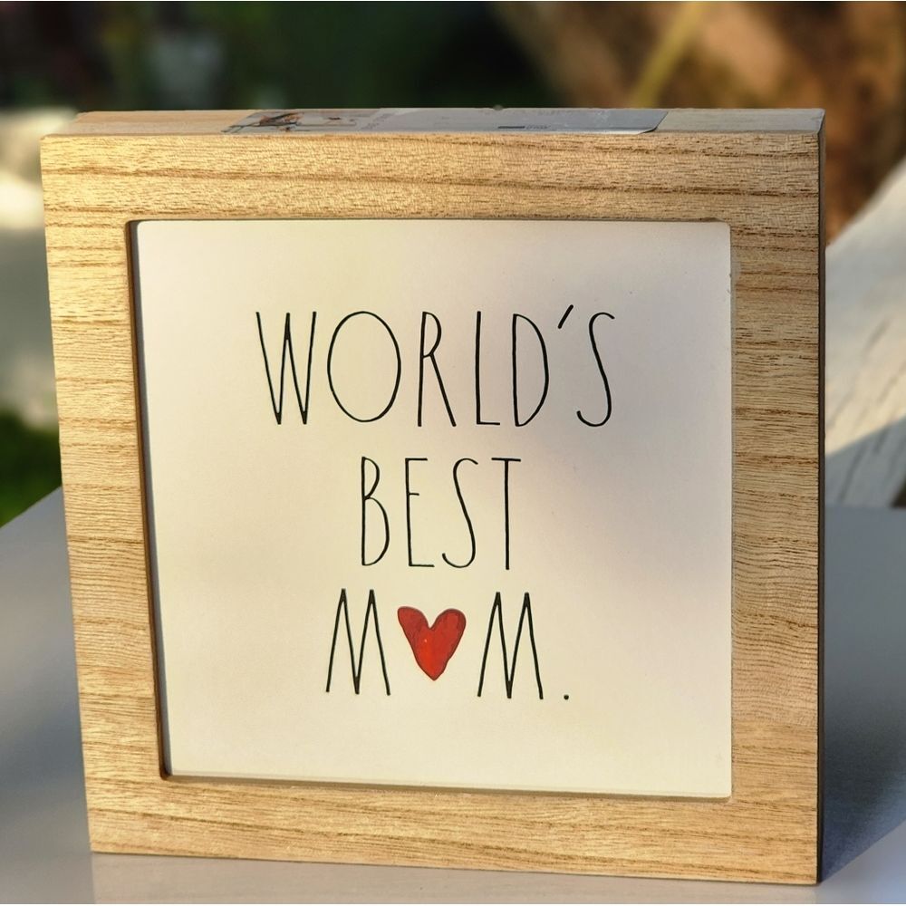 Rae Dunn Worlds Best Mom Framed Letters Tiles Wall Art Shadow Square Box